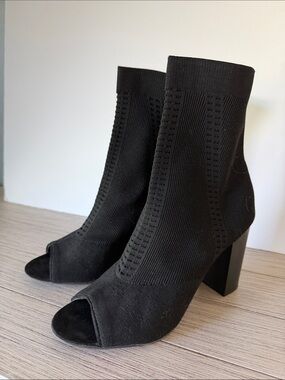 Massimo Black Knit Peep-Toe Sock Booties